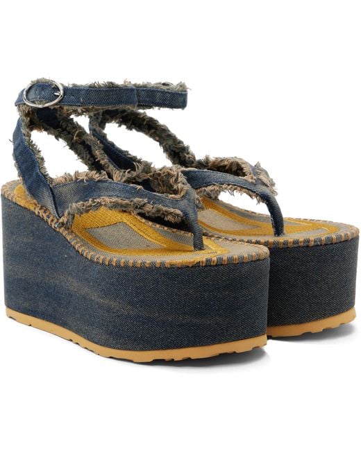 DIESEL Blue Sa-nikola Denim Eeled Sandals