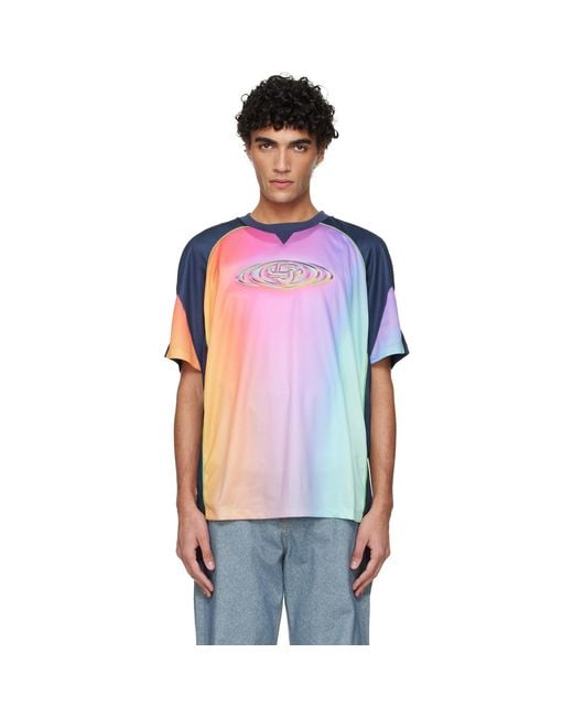 Casablanca Blue Short Sleeve Football T-Shirt for men