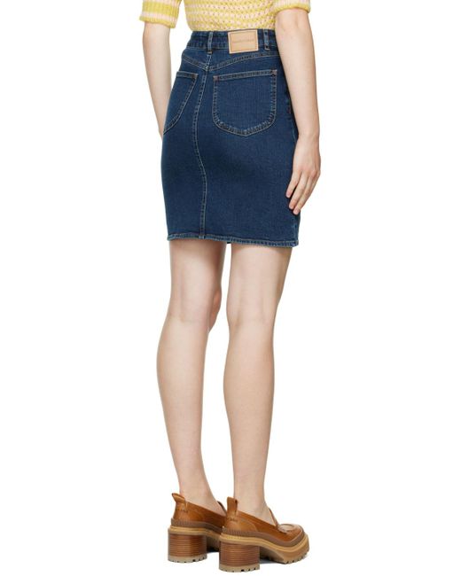 See By Chloé Blue Print Denim Miniskirt