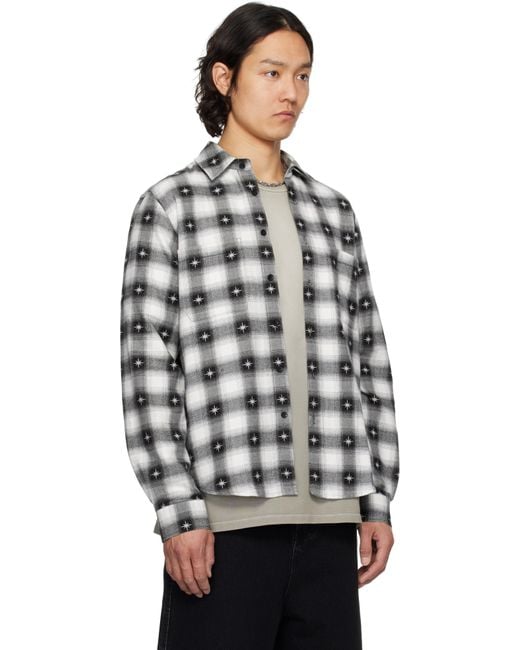 Amiri Gray Starburst Flannel Shirt for men