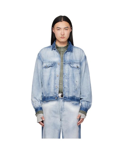 DIESEL Blue Medium-Light Skeleton Denim Trucker Jacket for men