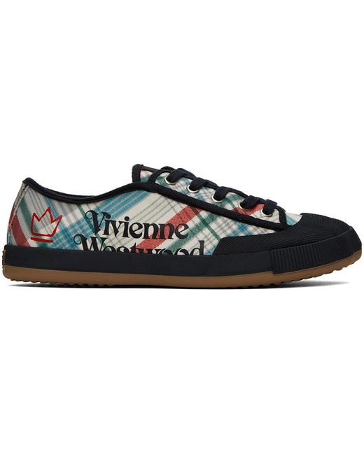 Vivienne Westwood Black Multicolor Madras Check Sneakers for men