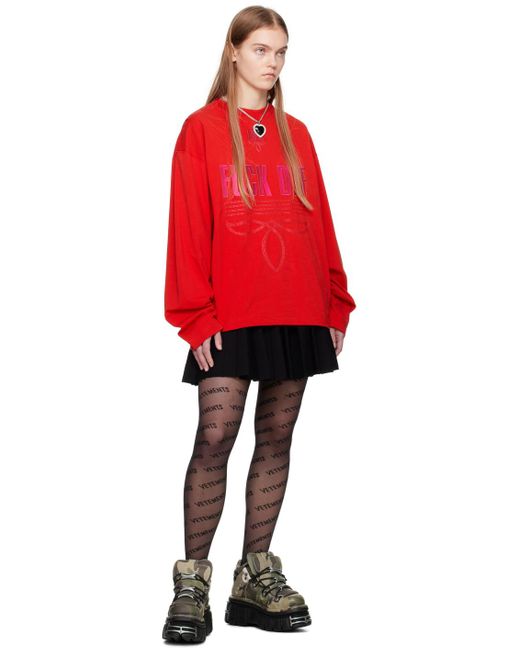 VTMNTS Red Embroide Long Sleeve T-shirt