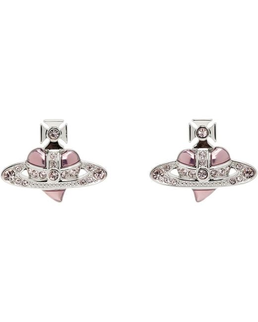 Vivienne Westwood Black New Diamante Heart Earrings