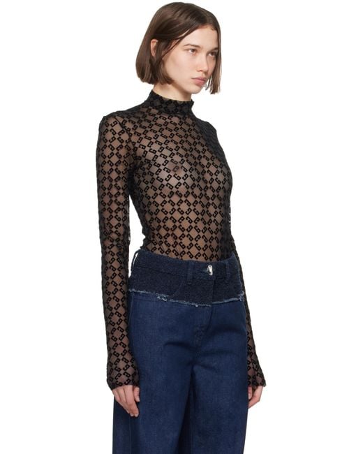 ジバンシィ シャイニー72モノグラムチュールボディスーツ Givenchy モノグラム 72 ボディスーツ ブラック | Lyst