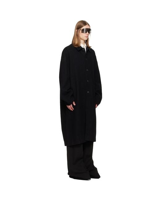 Rick Owens Black Tower Buttoned Brad Coat for men