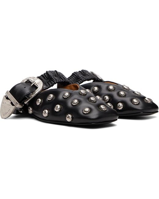 Toga Black Studded Leather Flats