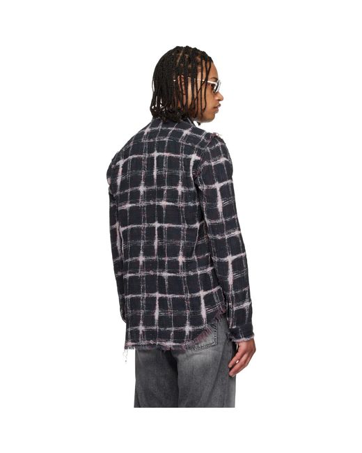 R13 Black Shredded Seam Reversible Shirt for men