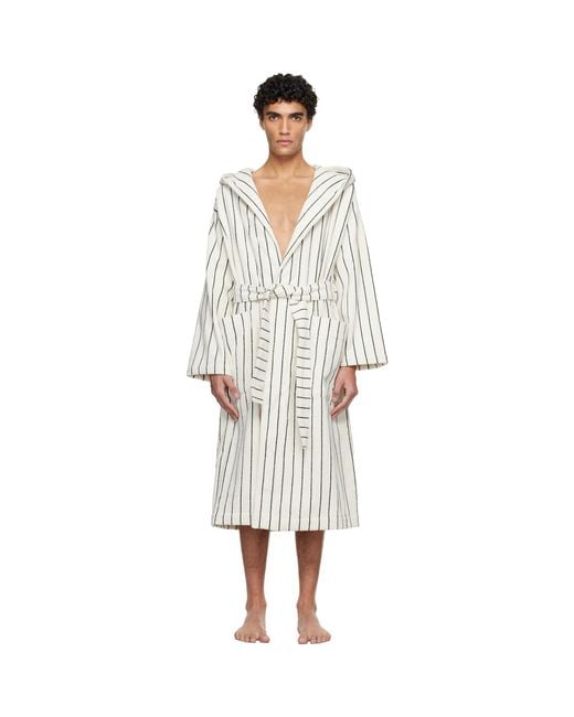 Tekla Black Terry Hooded Bathrobe for men