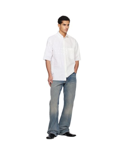 MM6 by Maison Margiela White Off- Two-Tone Cotton Poplin Shirt for men