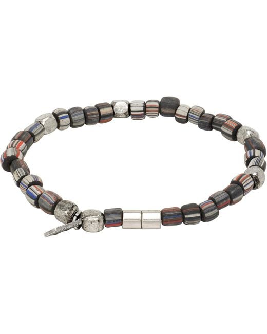 Paul Smith Black 'Artist Stripe' Beaded Bracelet for men