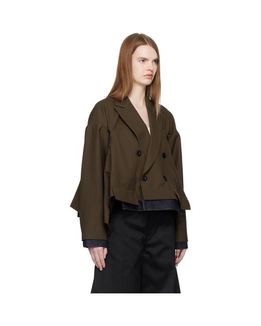 Sacai Brown Suiting & Denim Blazer