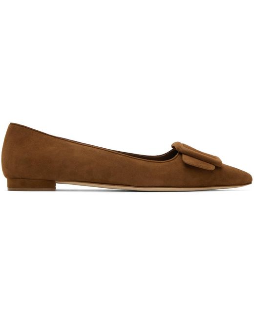 Manolo Blahnik Brown Maysale Ballerina Flats in Black | Lyst