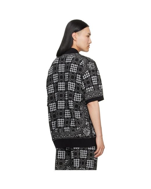 Amiri Black Ma Quad Check Mesh Knit Shirt for men