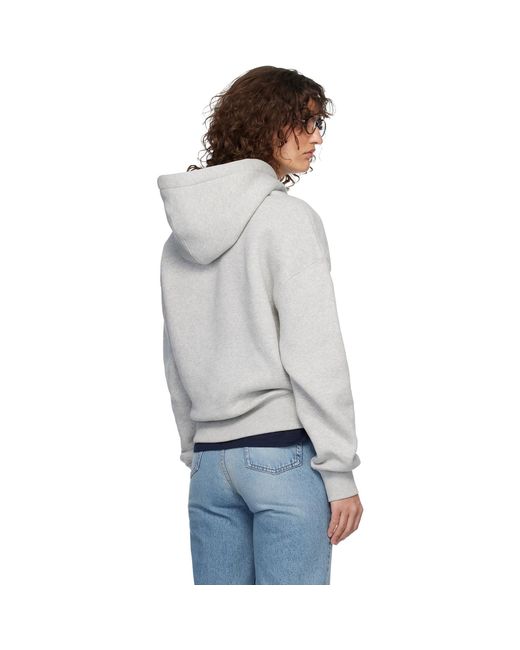 AMI Gray Cotton Embossed Ami De Coeur Hoodie