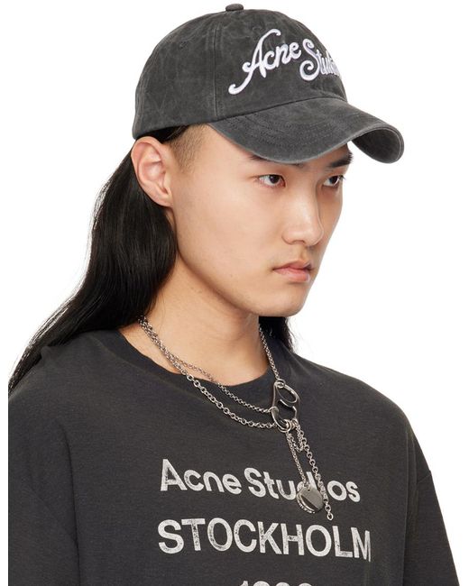 Acne Black Logo Cap for men