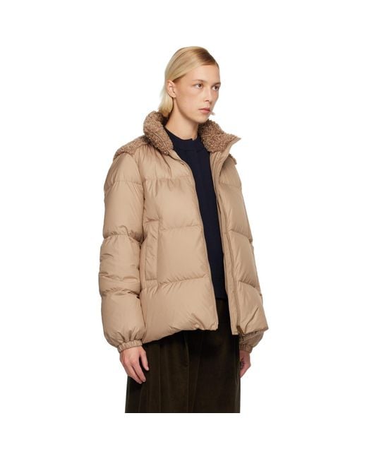Moncler Natural Esnaie Teddy-Trimmed Short Down Jacket