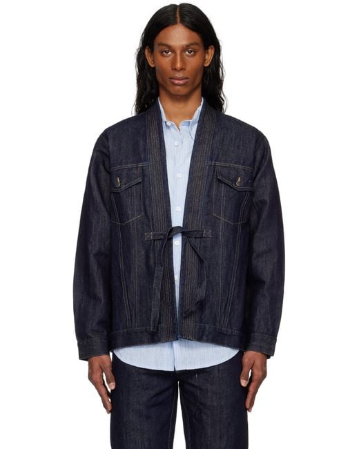 Maharishi Blue 6059 Maha Hemp Denim Kimono Jacket for men