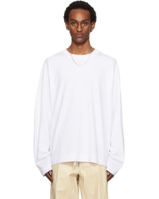 Dries Van Noten White Loose-fit Long Sleeve T-shirt for men