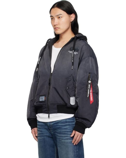 Aape By A Bathing Ape Black Alpha Industries Edition Ma-1 Reversible Bomber Jacket for men