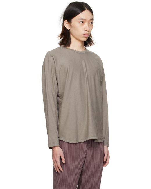 Homme Plissé Issey Miyake Multicolor Homme Plissé Issey Miyake Taupe Release-t 1 Long Sleeve T-shirt for men