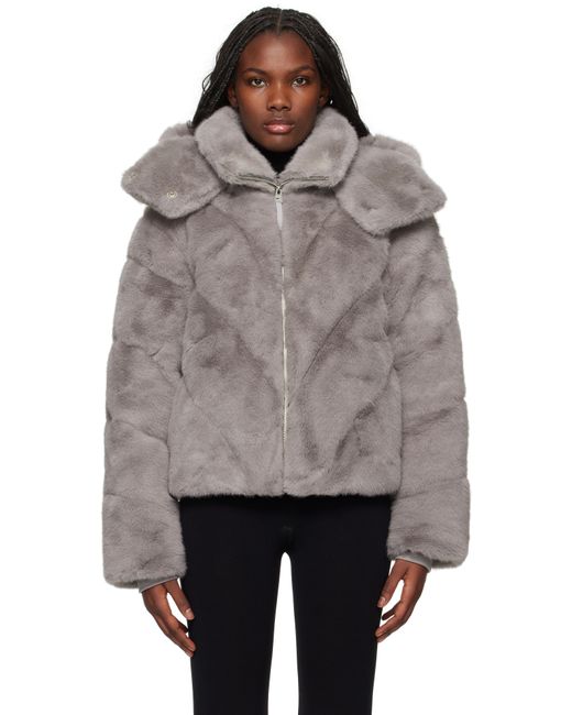 Mackage Anik Faux-Fur Down Jacket in Grey | Lyst UK