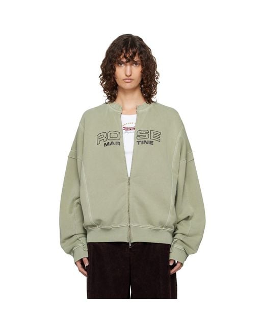 Martine Rose Gray Zip Up Crew Sweatshirt