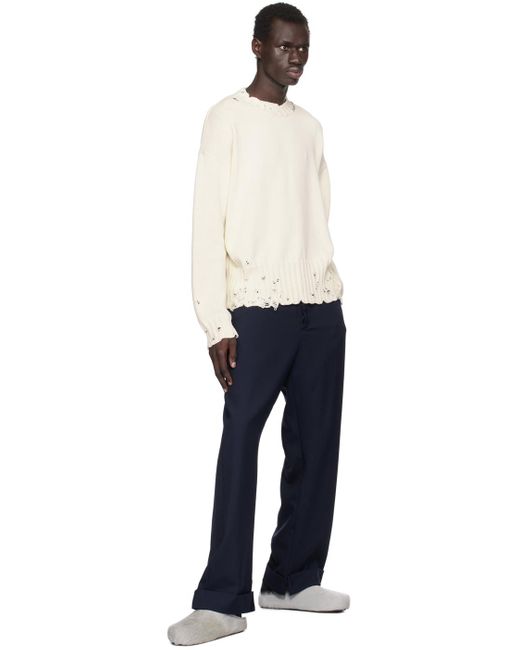 Marni Black Distressed Twisted Cotton Crewneck for men