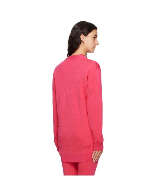 Moschino Red Pink Y-neck Cardigan