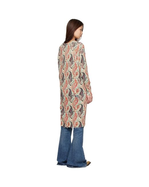 R13 Natural Printed Long Cardigan