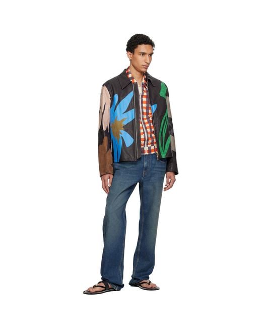 Paul Smith Black Floral Soft Lamb Leather Jacket for men