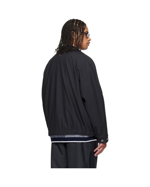 Wooyoungmi Black Pin Stripe Zip-Up Jacket for men