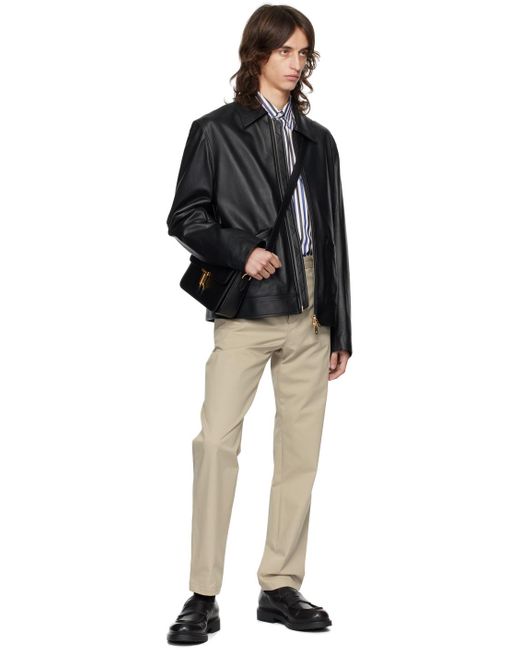 Paul Smith Black Slim-Fit Leather Jacket for men