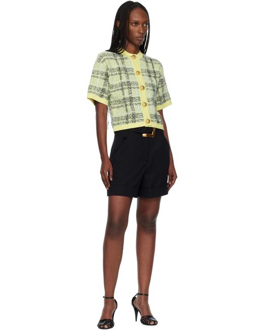 Balmain レディース グリーン イエロー Buttoned Shiny Light ツイード