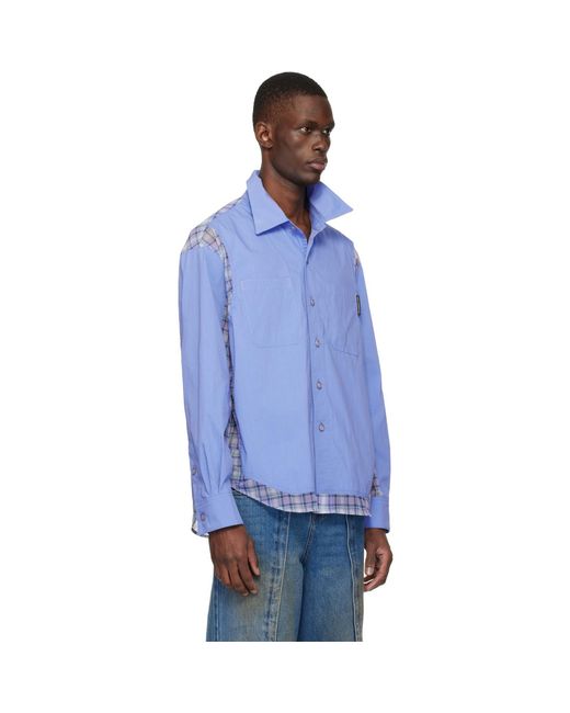 ANDERSSON BELL Blue Aprol Mesh Panel Shirt for men