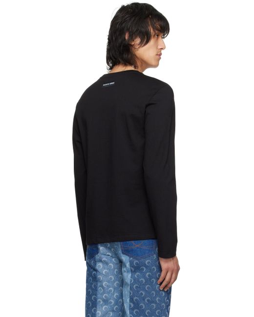 MARINE SERRE Black Plain Long Sleeve T-shirt for men
