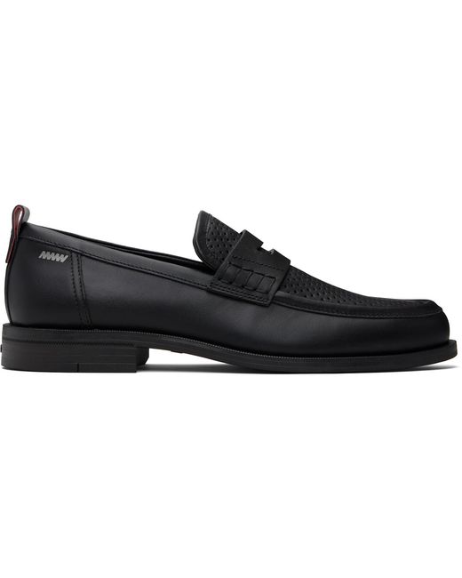 HUGO Black Perforated Loafers for men