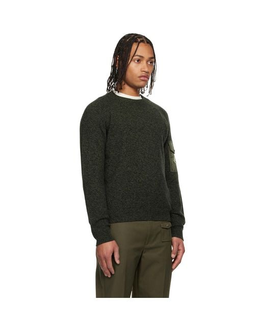 Moncler Black Khaki Mouliné Wool & Cashmere Sweater for men