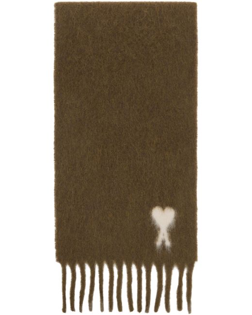 AMI Green Alpaca Ami De Coeur Scarf for men