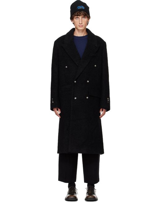 Adererror Black Peaked Lapel Coat for men