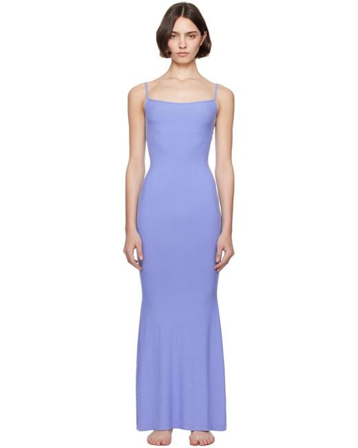 Skims Blue Soft Lounge Long Slip Dress
