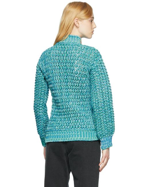 Col Roulé Bleu Et Vert En Coton Ambush en coloris Blue