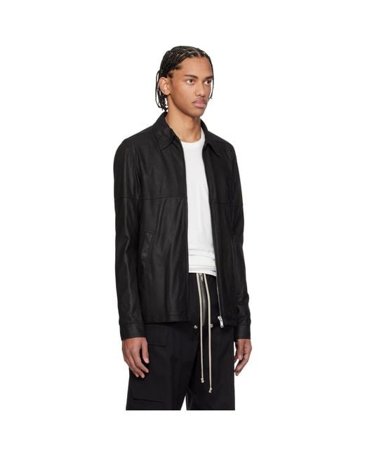 Rick Owens Black Temple Brad Leather Jacket for men