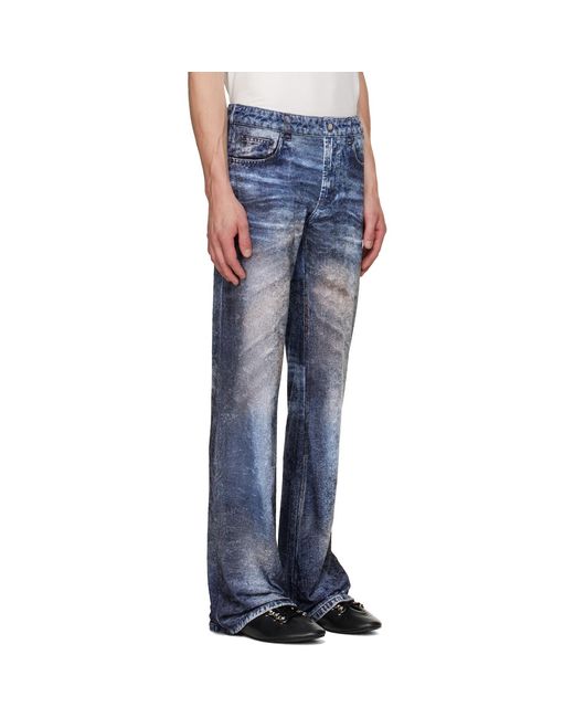 AVAVAV Blue Paris Printed Velour Trousers for men
