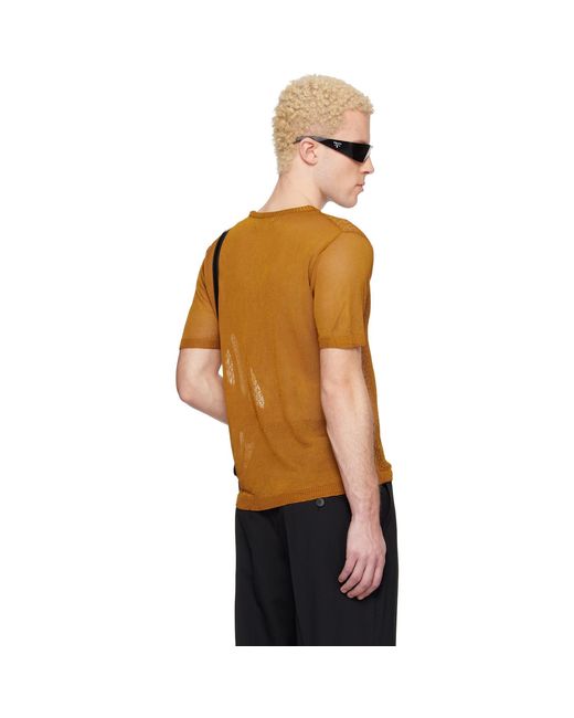 Ernest W. Baker Black Tan Open Knit Viscose T-Shirt for men