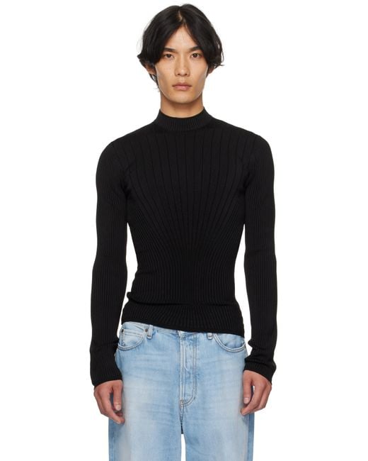 Mugler Black Sculpting Knit Sweater for men