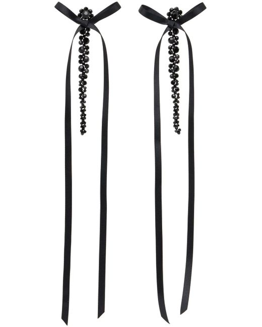 Boucles d'oreilles pendantes noires à ruban à boucle Simone Rocha en coloris Black