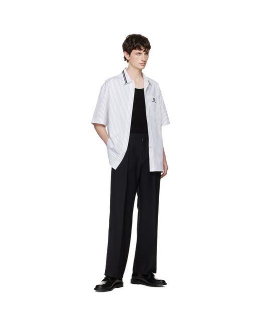 Fred Perry White Kris Van Assche Edition Pinstripe Short Sleeve Shirt for men