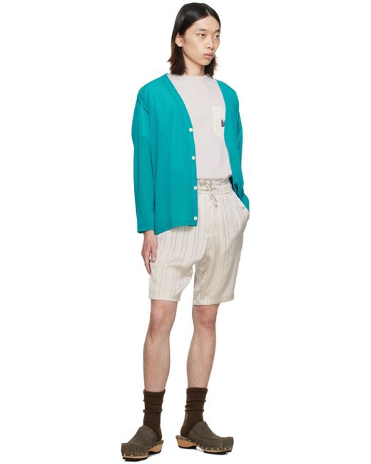Needles Blue Embroidered Cardigan for men