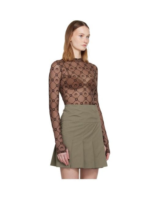 MARINE SERRE Brown Ssense Exclusive Moonogram Flock Ls Highneck Top